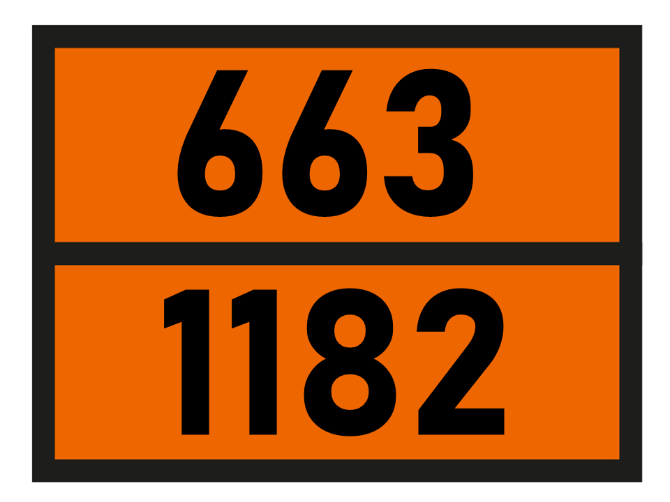 Orangene ADR Warntafel 663 / 1182 / ETHYL CHLOROFORMATE
