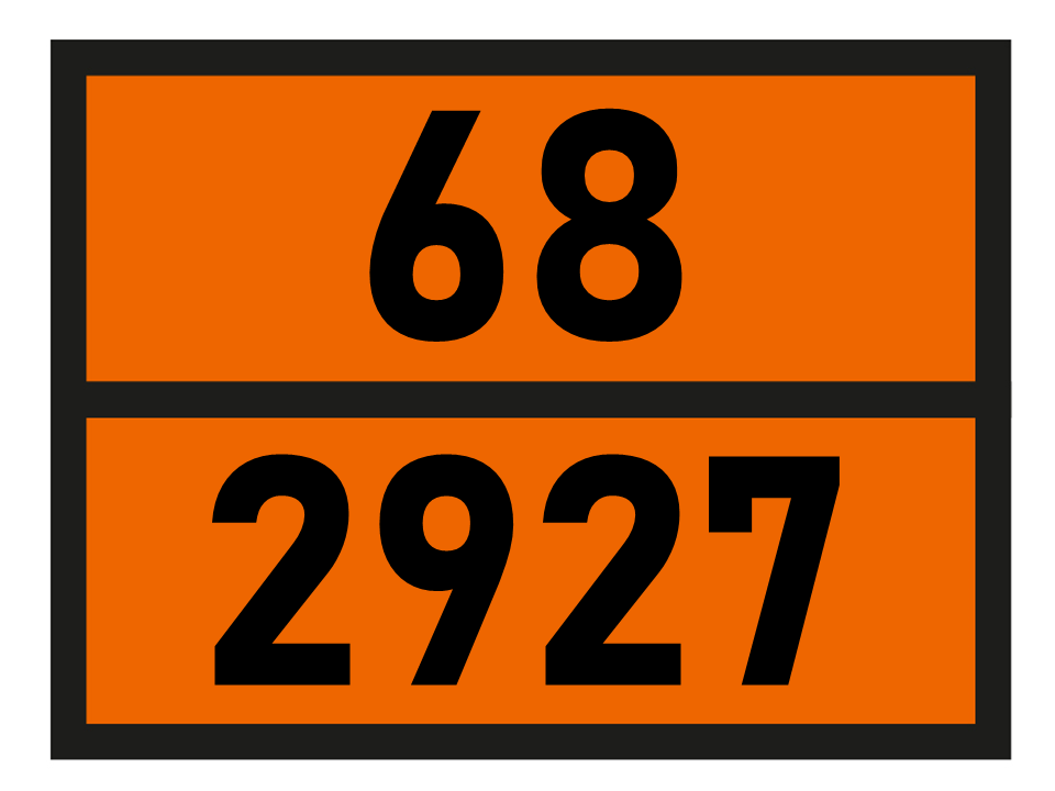Orangene ADR Warntafel 68/2927 / TOXIC LIQUID, CORROSIVE, ORGANIC, N.O.S.