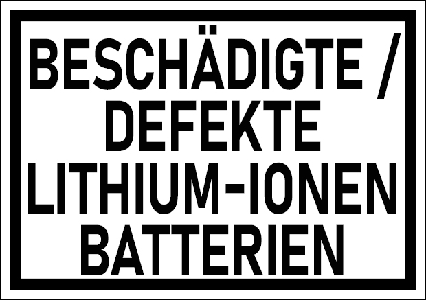 ADR-konformes Etikett für beschädigte Lithium-Ionen-Batterien gemäß Sondervorschrift 376