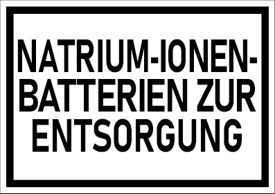 ADR-konformes Etikett für Natrium-Ionen-Batterien zur Entsorgung gemäß SV377