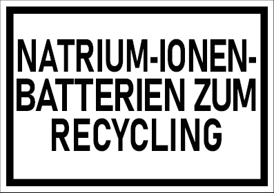 ADR-konformes Etikett für Natrium-Ionen-Batterien zum Recycling gemäß SV377