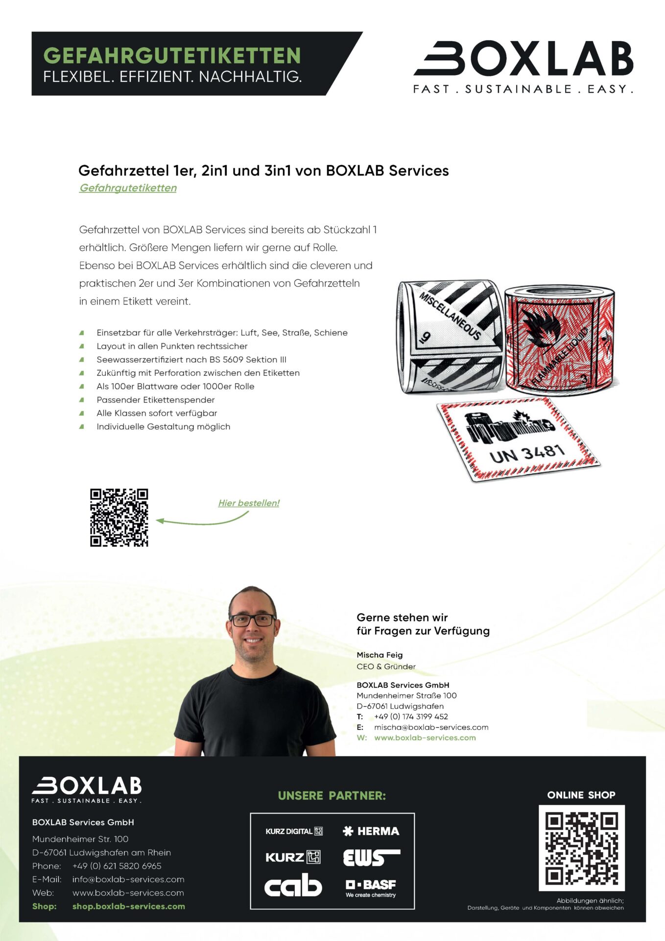 Gefahrzettel 1er, 2in1 und 3in1 von BOXLAB Services