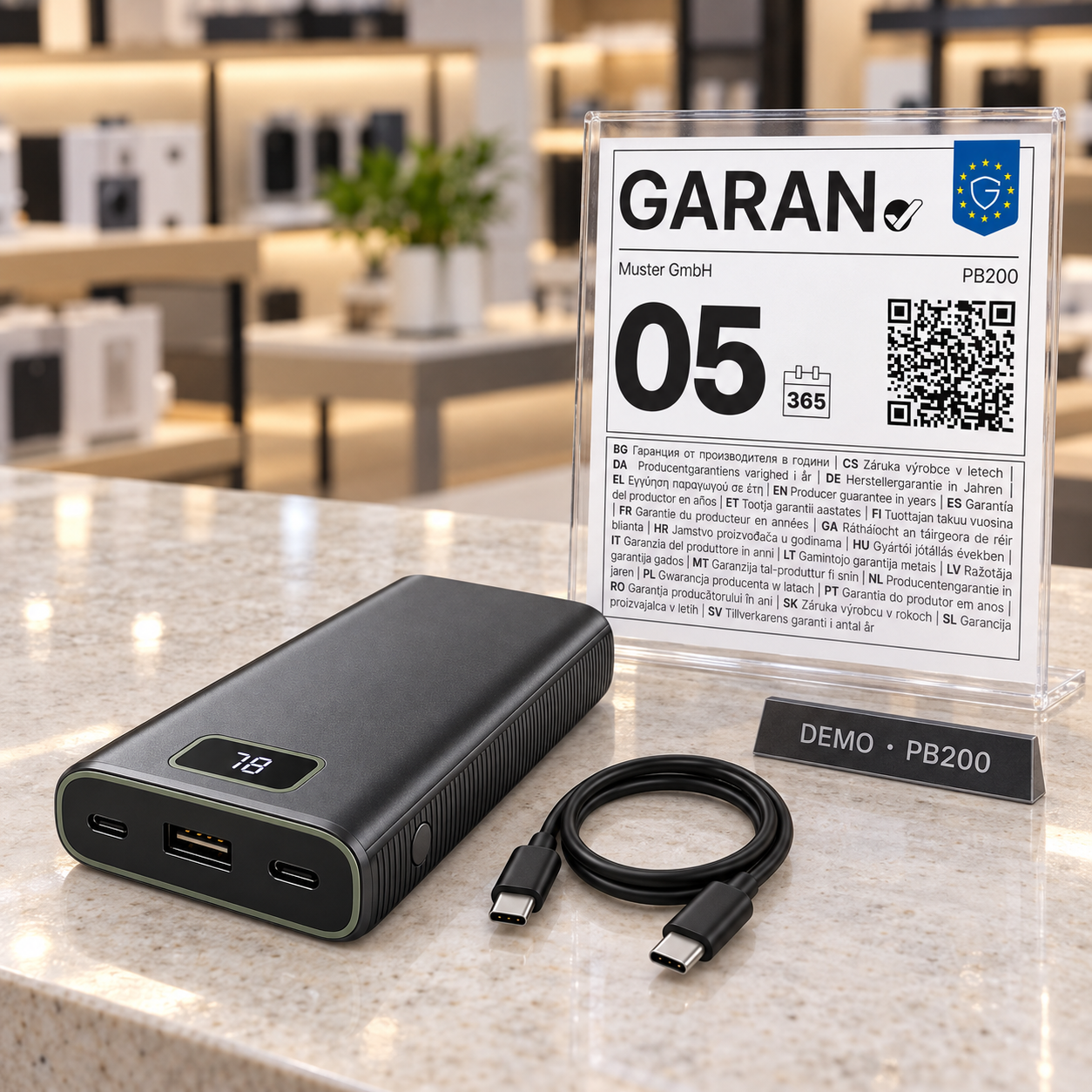 GARAN label displayed alongside a power bank
