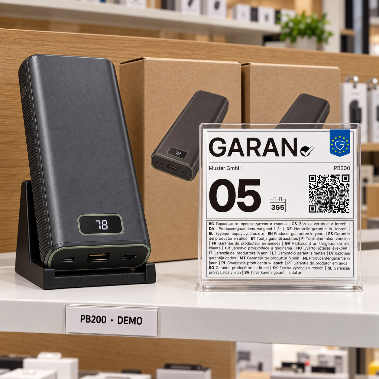 BOXLAB GARAN – garan label powerbank verkaufsregal